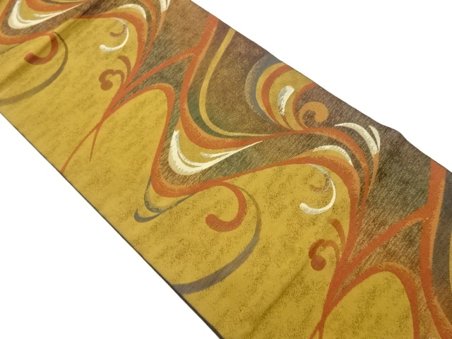 JAPANESE NAGOYA OBI / WOVEN ABSTRACT WAVY STRIPE